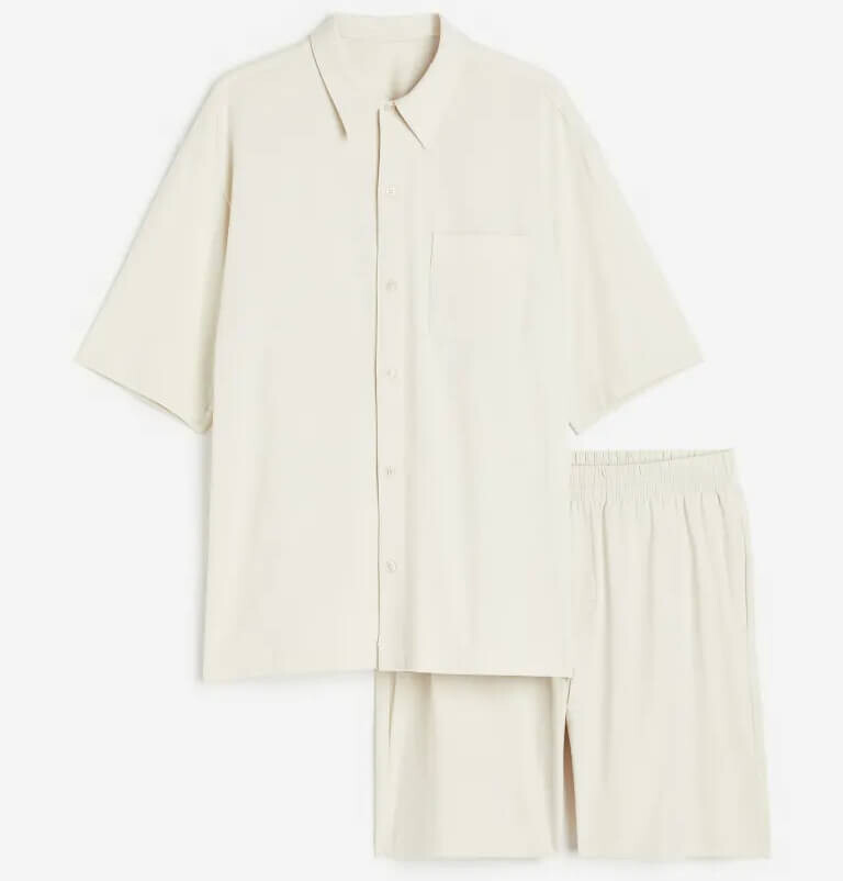 

Пижама H&M Relaxed Fit Cotton Jersey, 2 предмета, белый