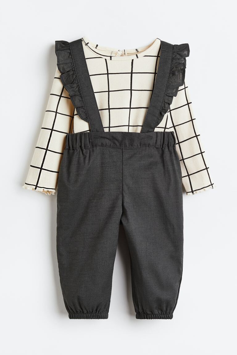 

Комплект из 2 предметов с комбинезоном H&M, темно-серый/клетка