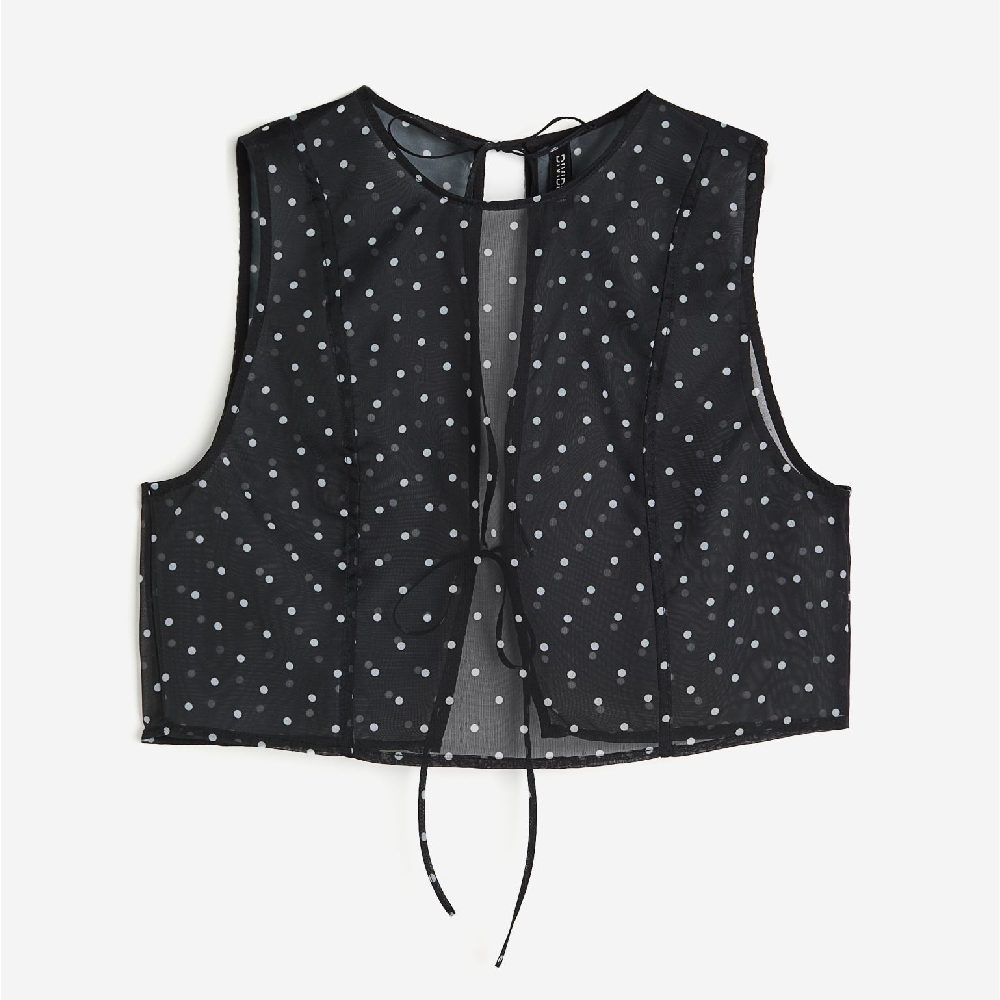 Топ H&M Organza Sleeveless With Open Back, черный