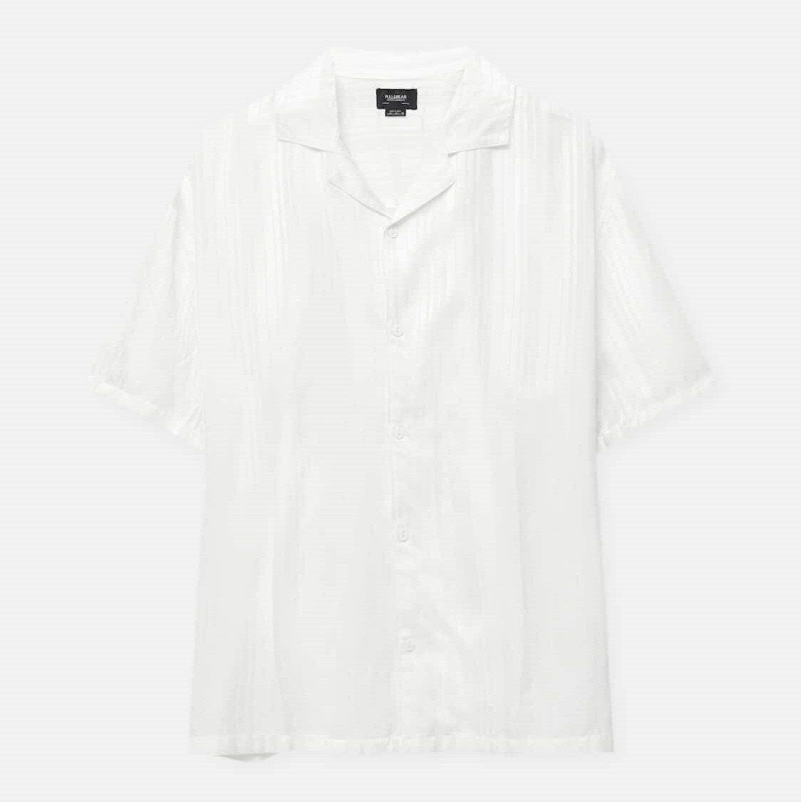 

Рубашка Pull&Bear White Striped Satin, белый