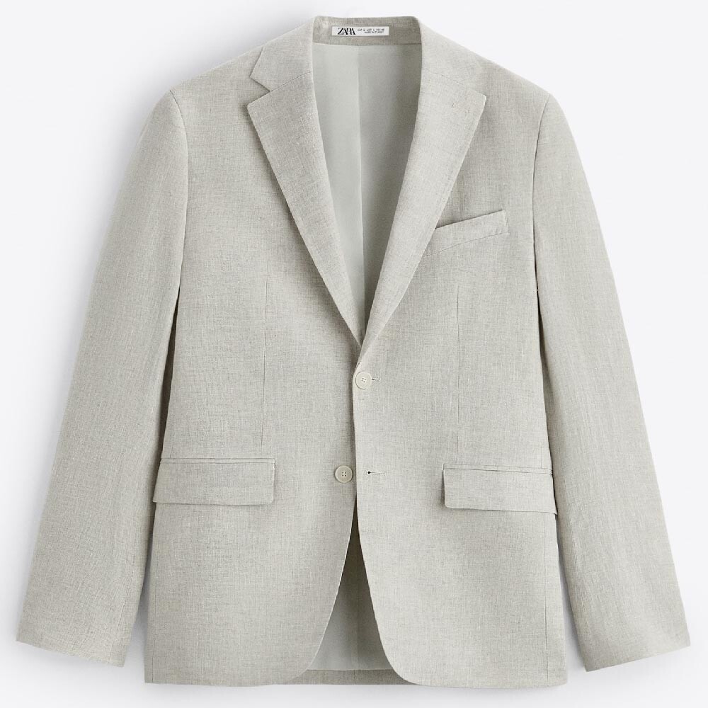 

Пиджак Zara Linen Suit, светло-бежевый