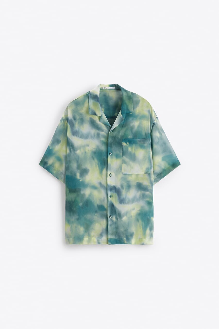 

Рубашка Zara wavy print, зелёный