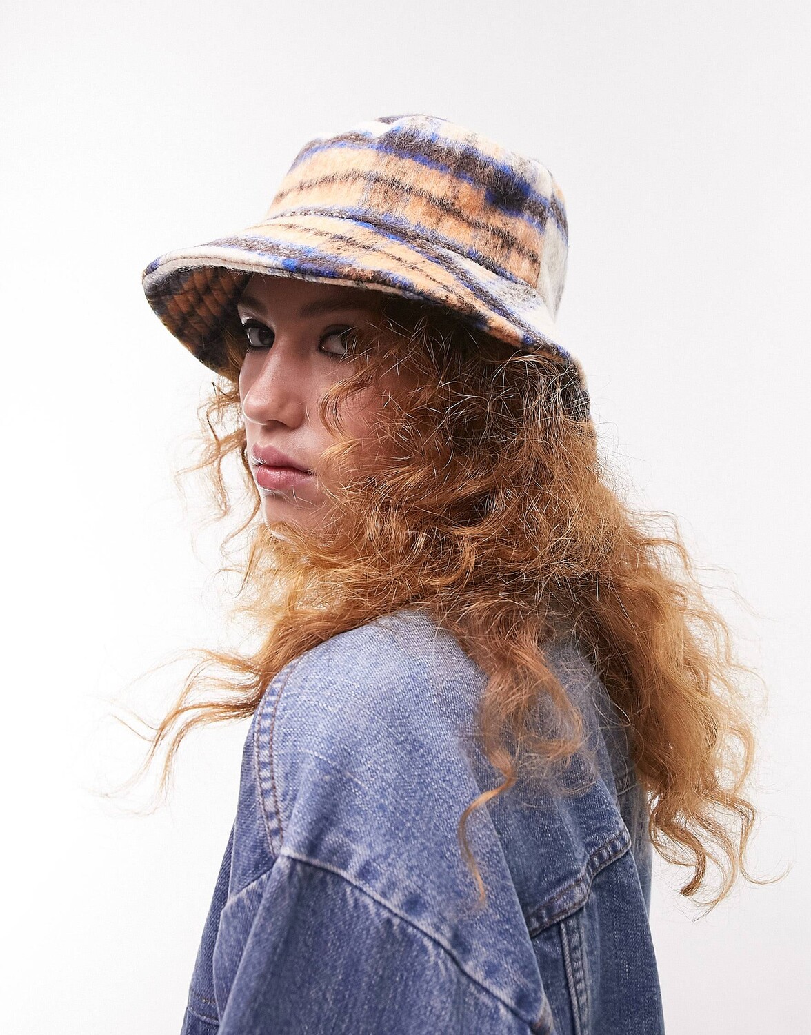 

Кремовая панама в клетку Topshop