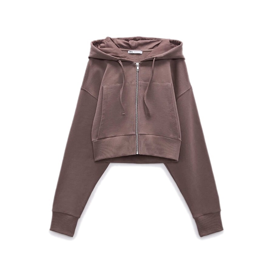 

Худи Zara Cropped, баклажановый