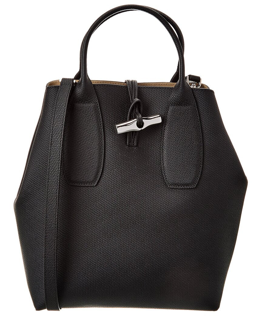 

Кожаная сумка через плечо Longchamp Roseau среднего размера, черный
