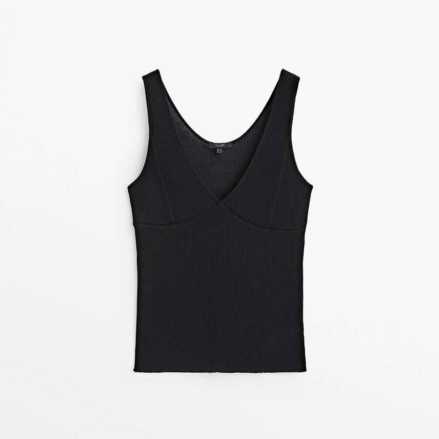 

Топ Massimo Dutti Strappy Seam Detail, черный