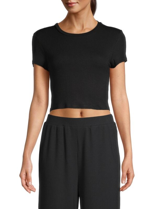 

Укороченная футболка в рубчик BCBGeneration Black