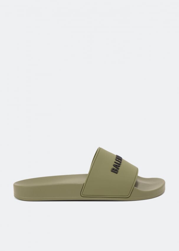 

Шлепанцы BALENCIAGA Logo rubber slides, зеленый