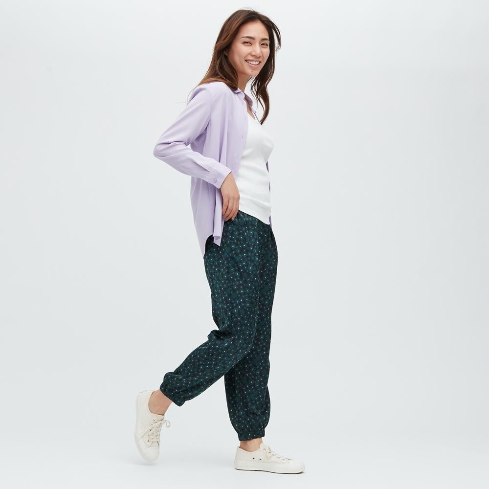 

Эластичные атласные брюки Uniqlo, зеленый