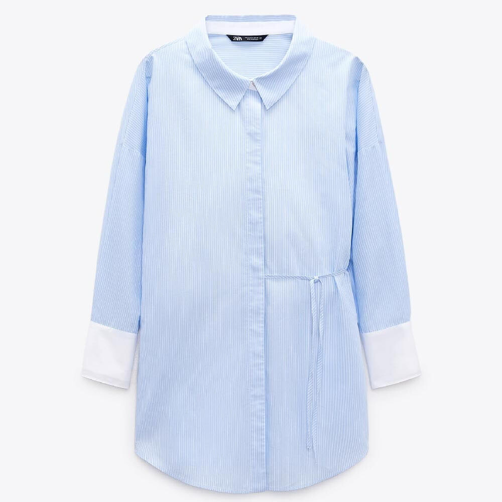

Рубашка Zara Long Striped, голубой