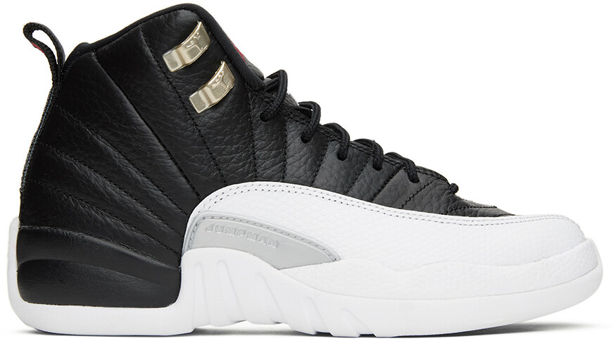 

Дети Черно-белые кроссовки Air Jordan 12 Retro для больших детей Nike Jordan