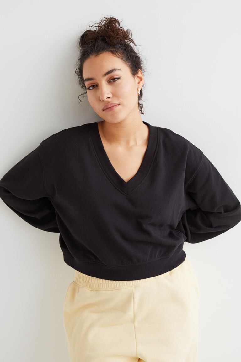 

H&M+ Короткая толстовка, черный