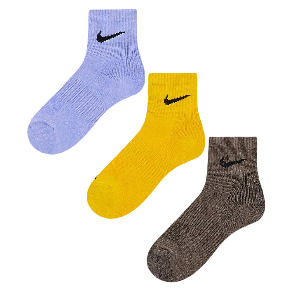 

Комплект носков Nike Training Unisex Cush Ankle, 3 предмета, желтый/голубой/коричневый