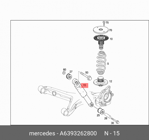 Амортизатор задний L=R MB Viano/Vito II (W639) MERCEDES-BENZ A639 326 28 00 пыльник рулевой mercedes viano vito w639 3756801 lemforder 3756801