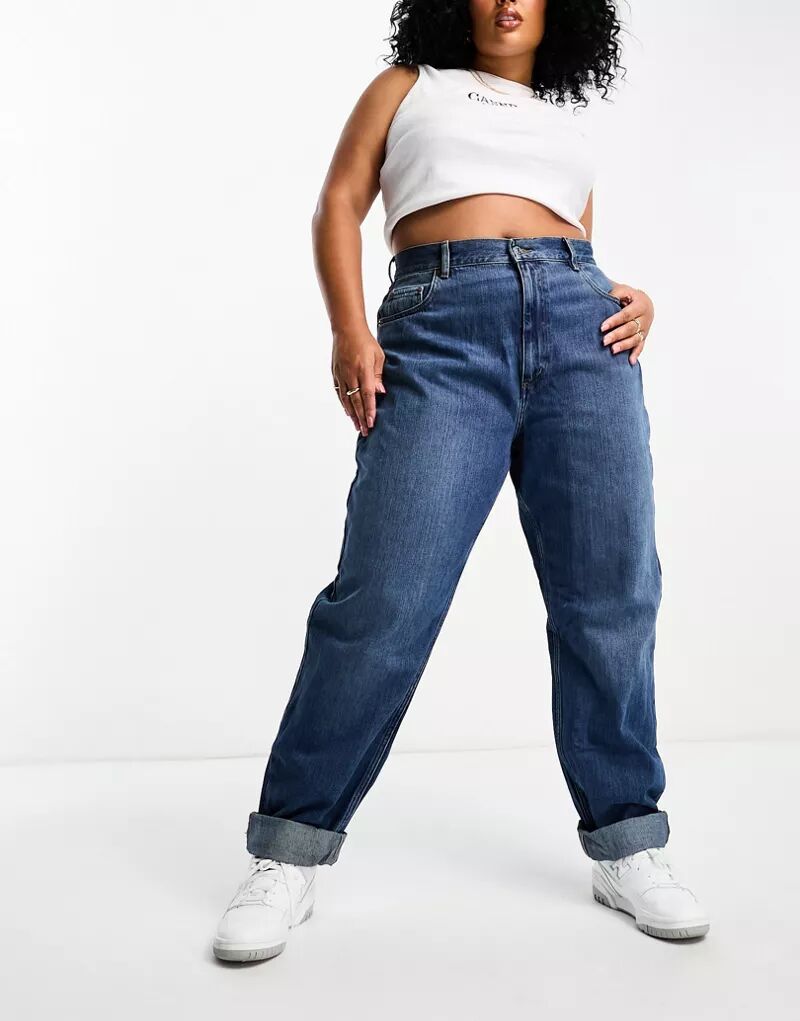 Голубые джинсы свободного кроя ASOS DESIGN Curve