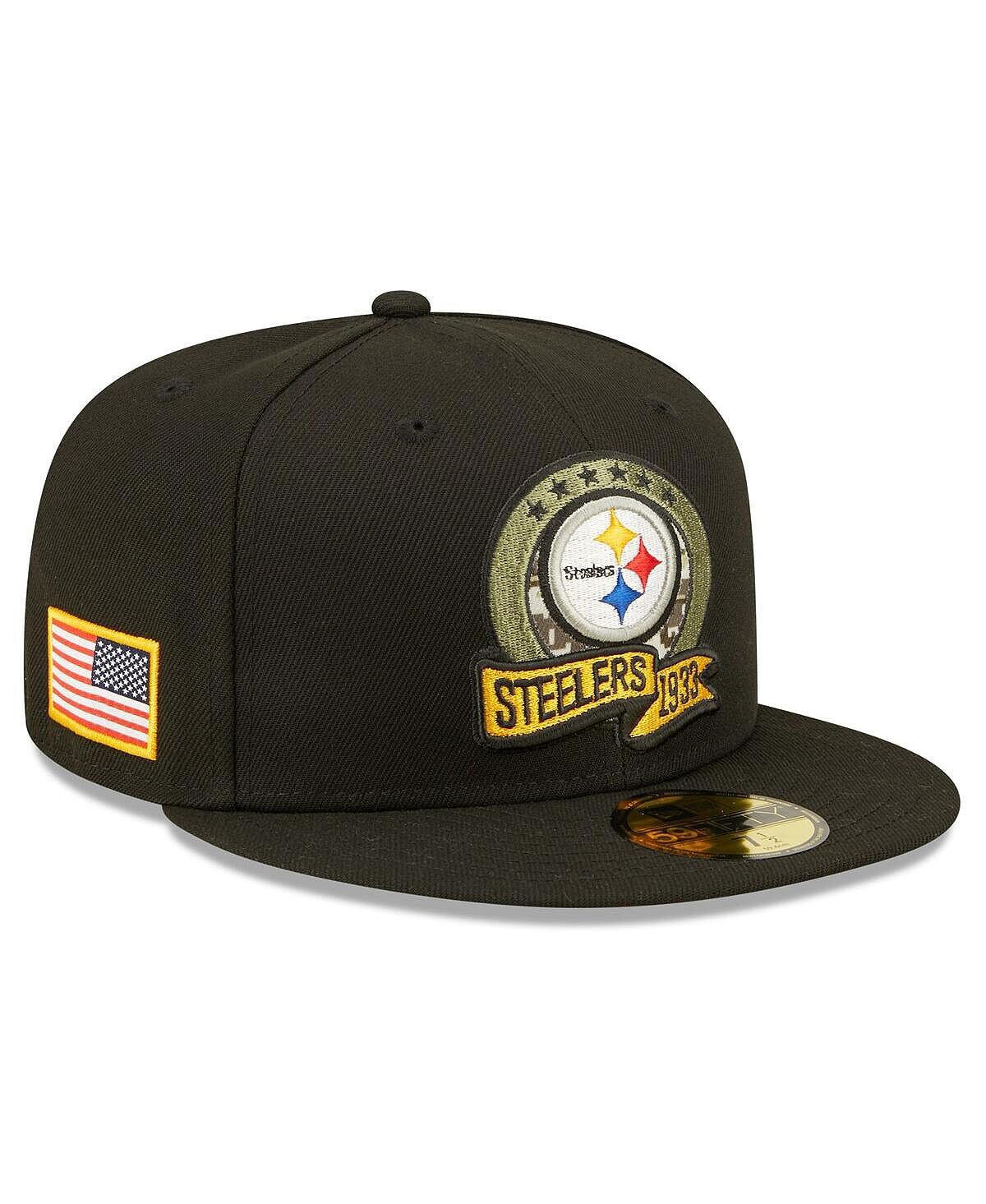 

Мужская черная приталенная кепка Pittsburgh Steelers 2022 Salute To Service 59FIFTY New Era