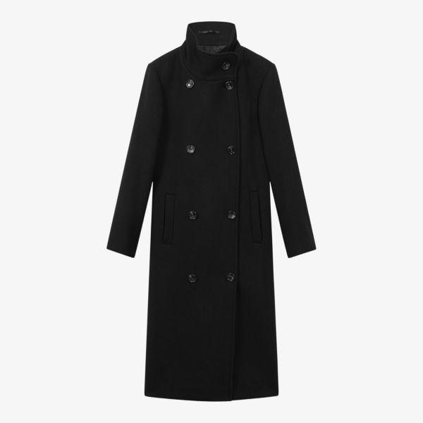 Двубортное пальто blair из смесовой шерсти Reiss, черный
