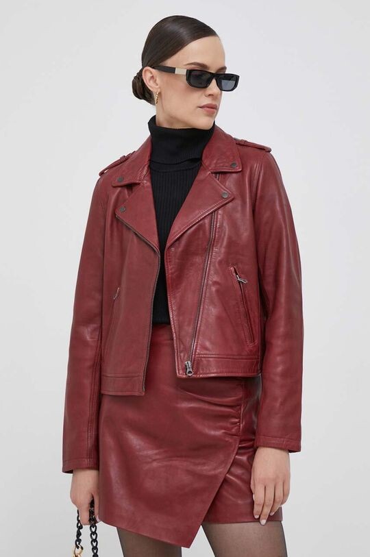

Кожаная байкерская куртка Pepe Jeans, бордовый, Красный