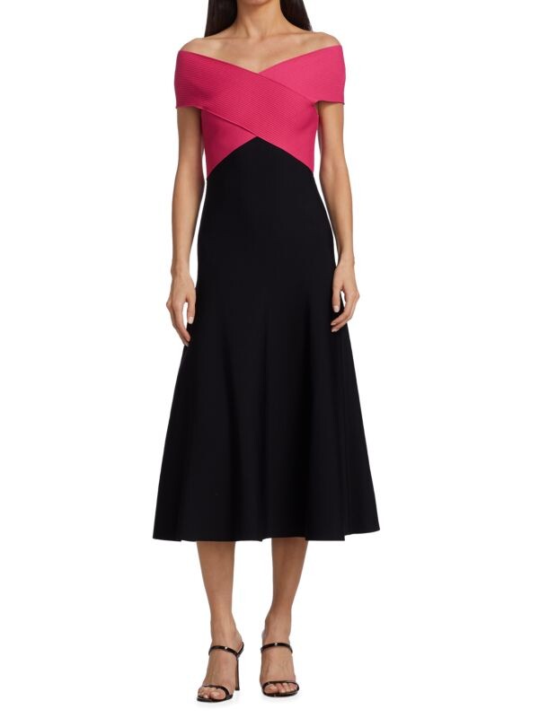 

Трикотажное платье-миди Carolina Herrera с цветными блоками, чёрный/малиновый