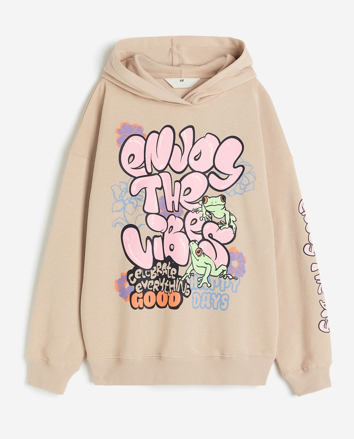 

Свитшот H&M Enjoy the Vibes Oversized with Motif, светло-бежевый