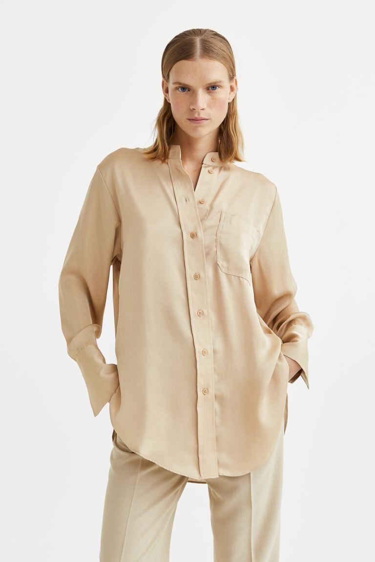 

Рубашка оверсайз H&M, бежевый