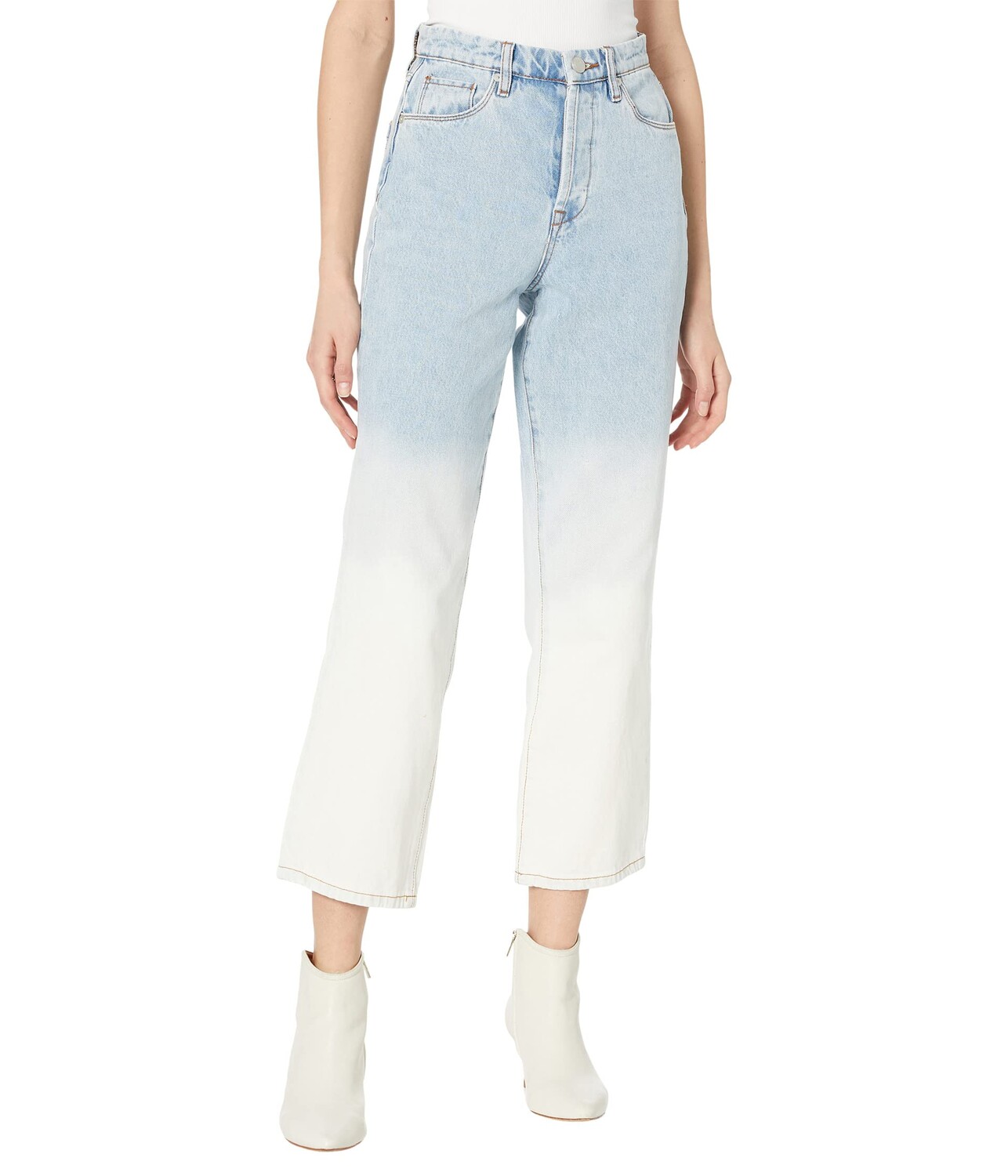 

Джинсы Blank NYC, Baxter Straight Bleached Leg Five-Pocket Jeans in Blue/White