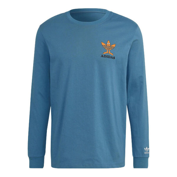 

Футболка Adidas originals Logo Printing Pattern Round Neck Pullover Long Sleeves Blue T-Shirt, Синий