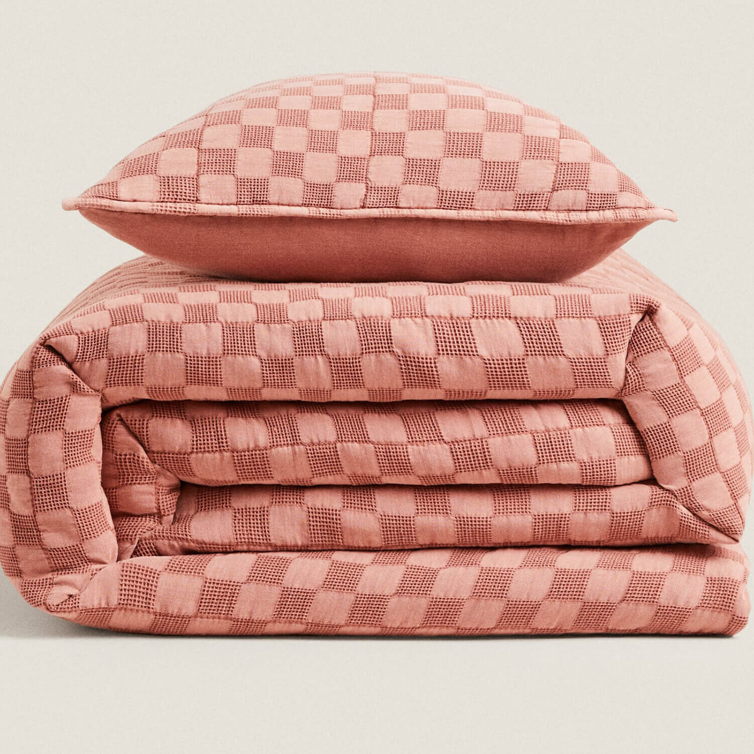 

Одеяло Zara Home Waffle-Knit, светло-красный