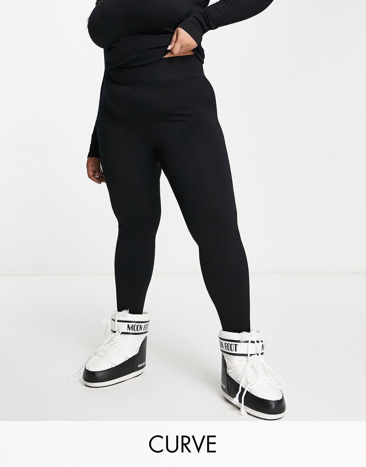 

Жаккардовые легинсы базового слоя ASOS 4505 Curve, Черный