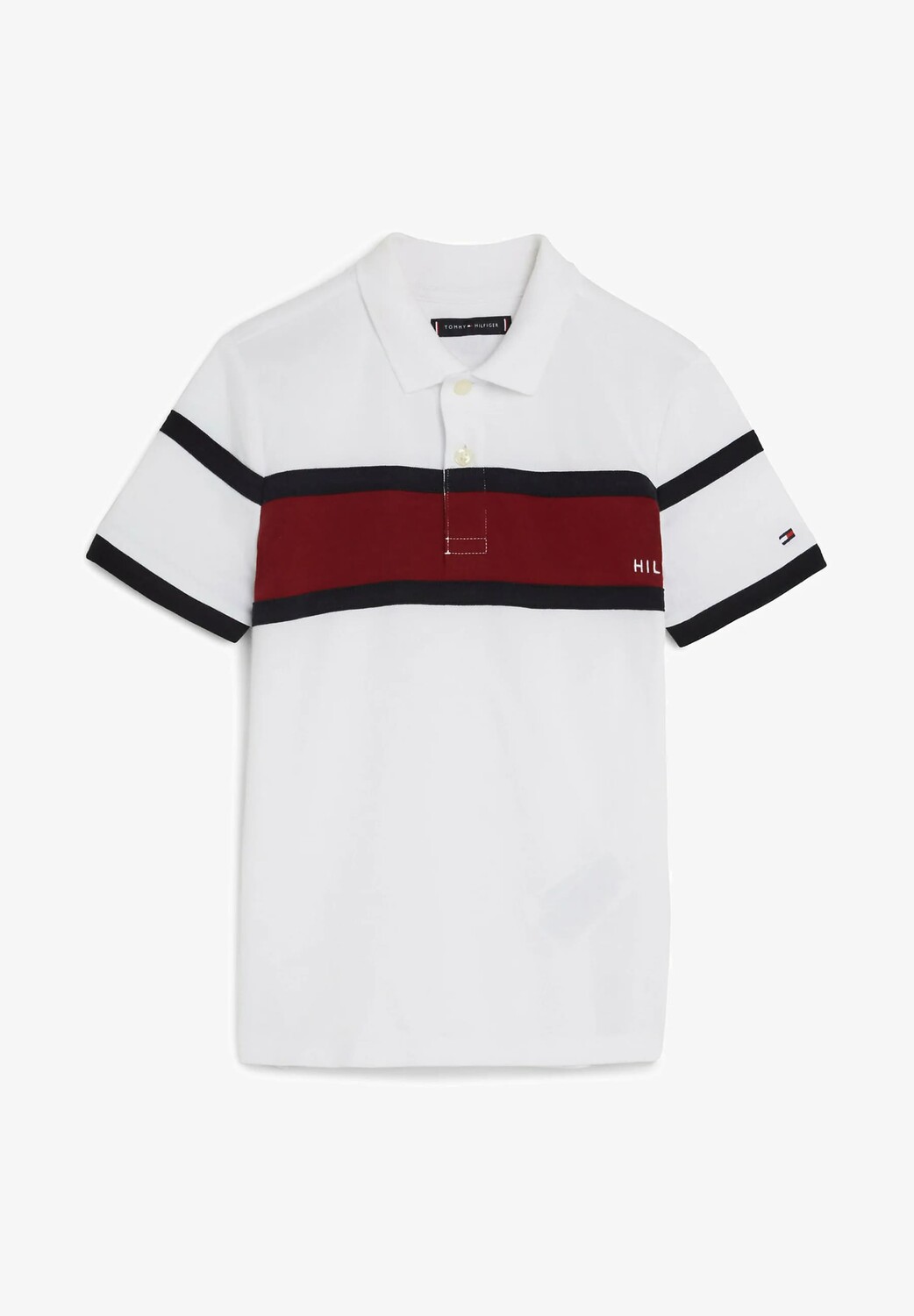 

Футболка-поло Tommy Hilfiger Colour Blocked Logo, белый/бордовый/черный