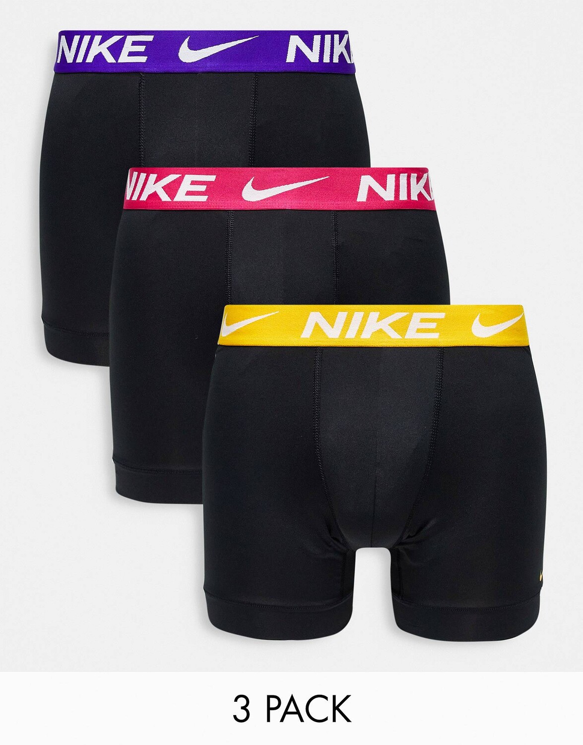 

Набор из 3 черных боксеров из микрофибры Nike Dri-Fit Essential с цветным поясом