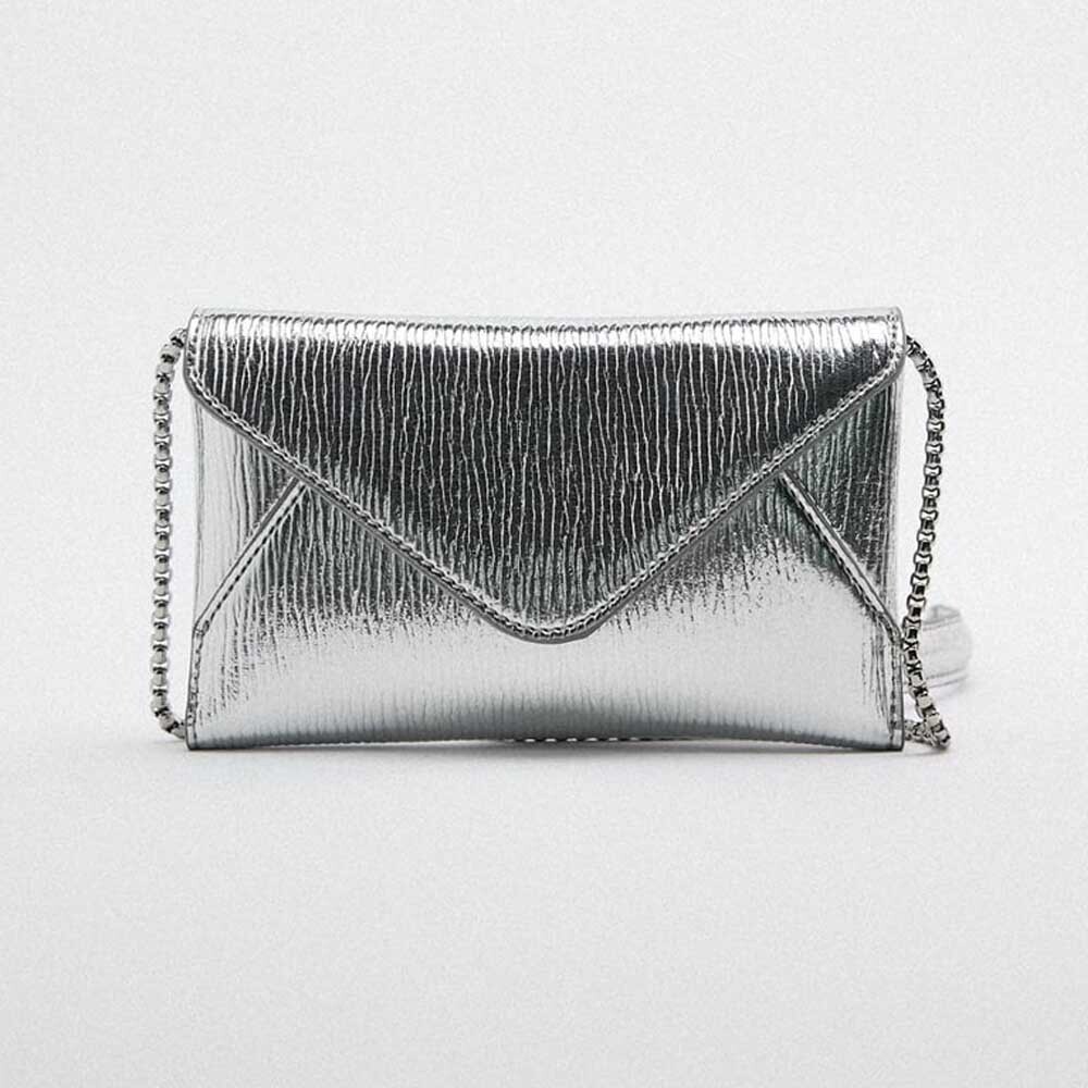 

Клатч Zara Crossbody, серебристый