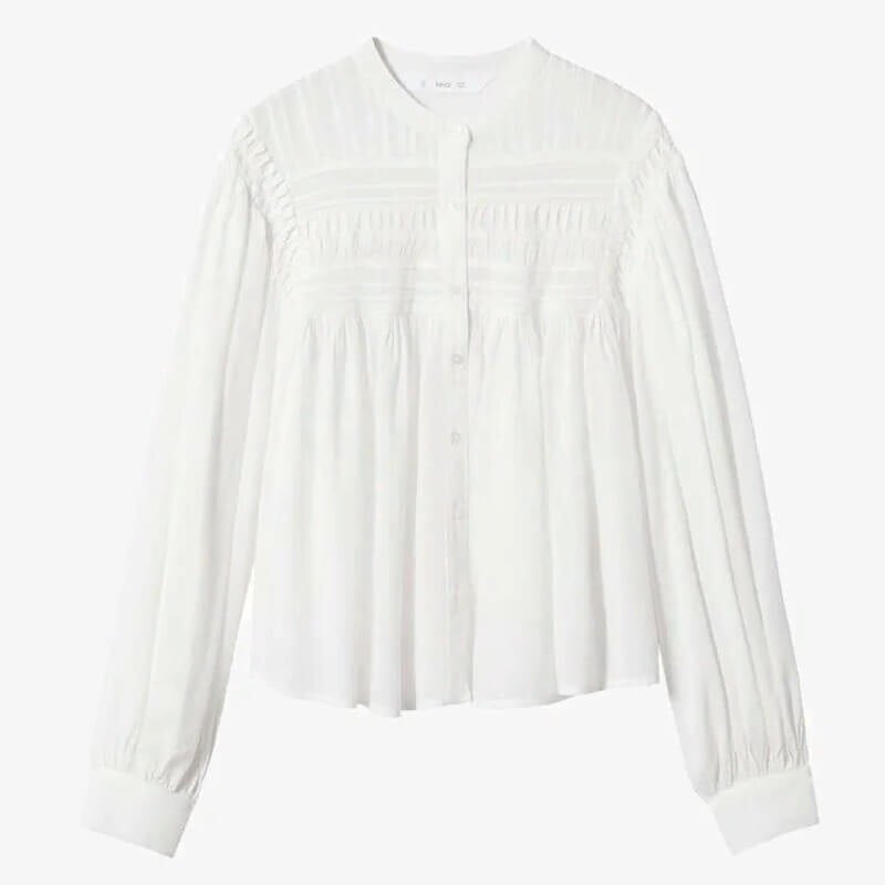 

Блузка для девочки с длинным рукавом Mango Kids Belen, белый