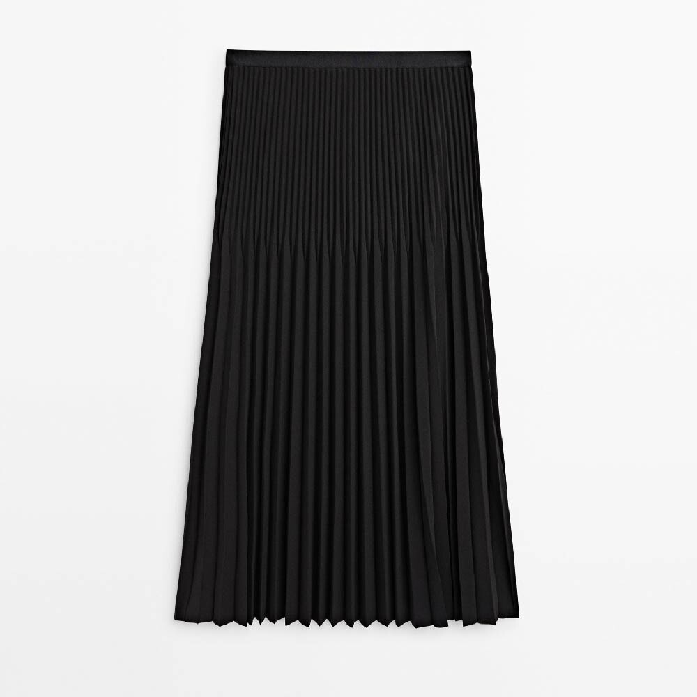 

Юбка Massimo Dutti Pleated Midi, черный
