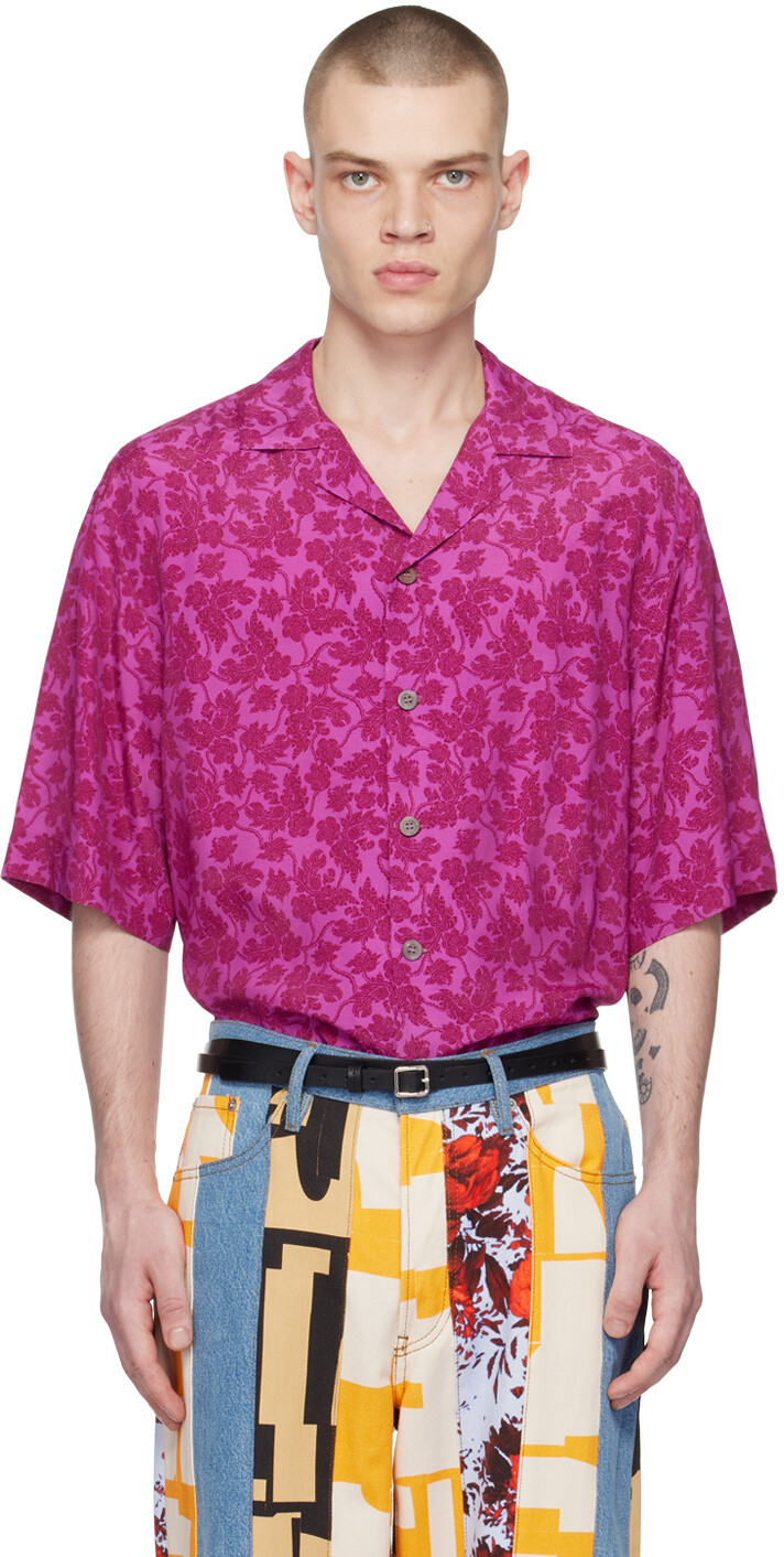 

Розовая рубашка с цветочным принтом Dries Van Noten