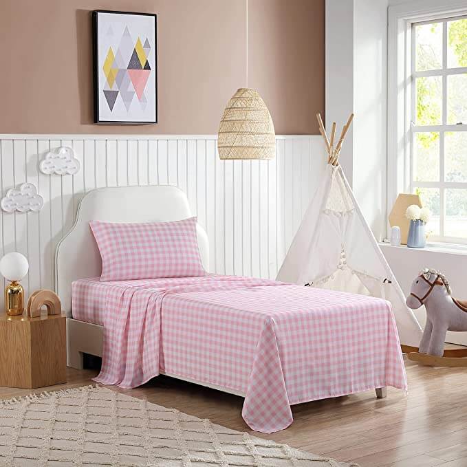 цена Комплект постельного белья для детей Eddie Bauer, 3 предмета, розовый/белый