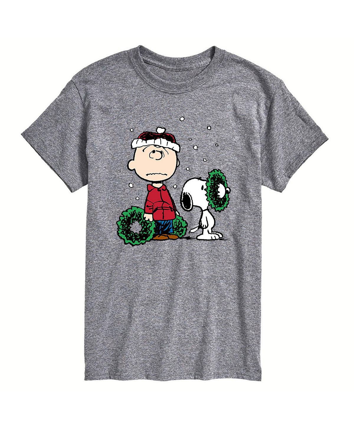 Мужская рождественская футболка с коротким рукавом peanuts AIRWAVES, серый мужская многозадачная футболка с коротким рукавом airwaves серый