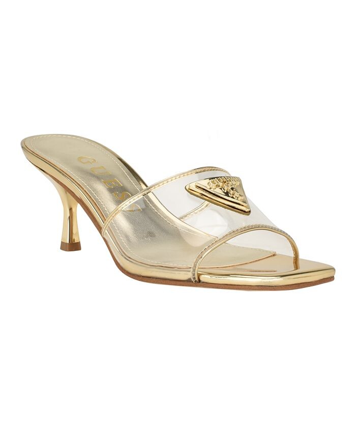 

Женские модные модельные сандалии-мюли без шнуровки на каблуке Lusie GUESS, золото