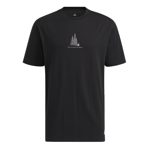 Футболка Adidas Camping Graphic Short Sleeve Tee Pattern Round Neck Black T-Shirt, Черный