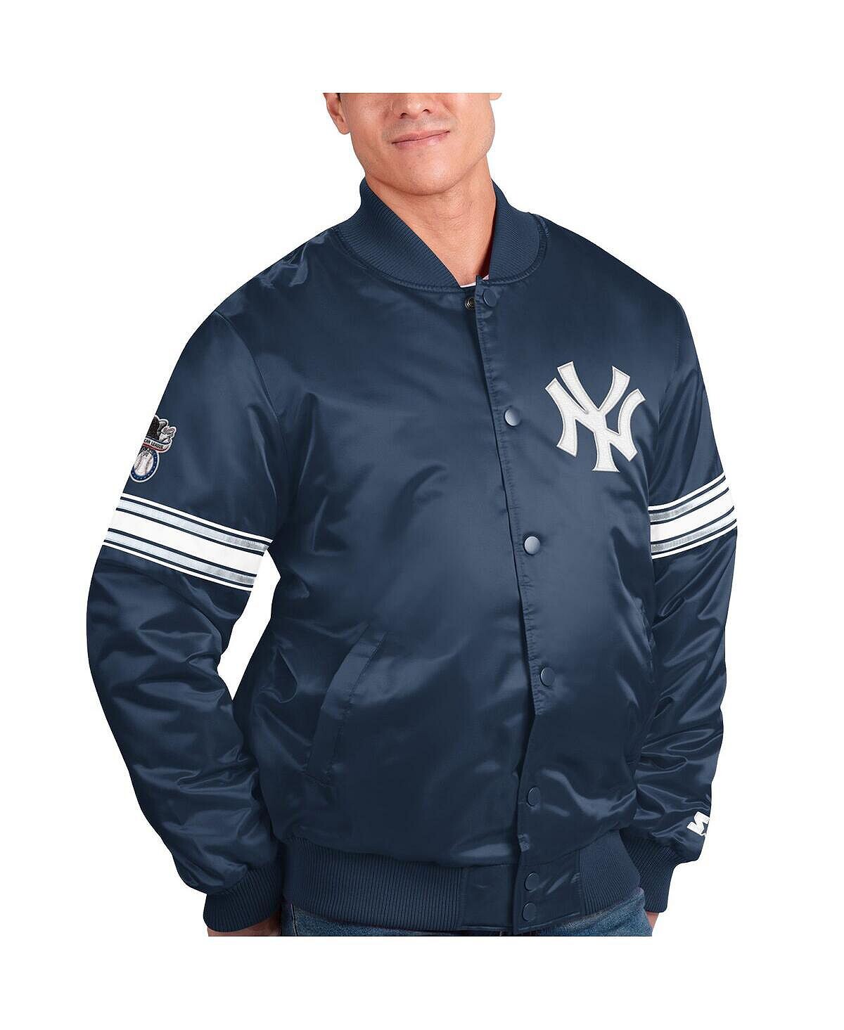 

Мужская темно-синяя атласная университетская куртка new york yankees pick and roll на застежках Starter, синий