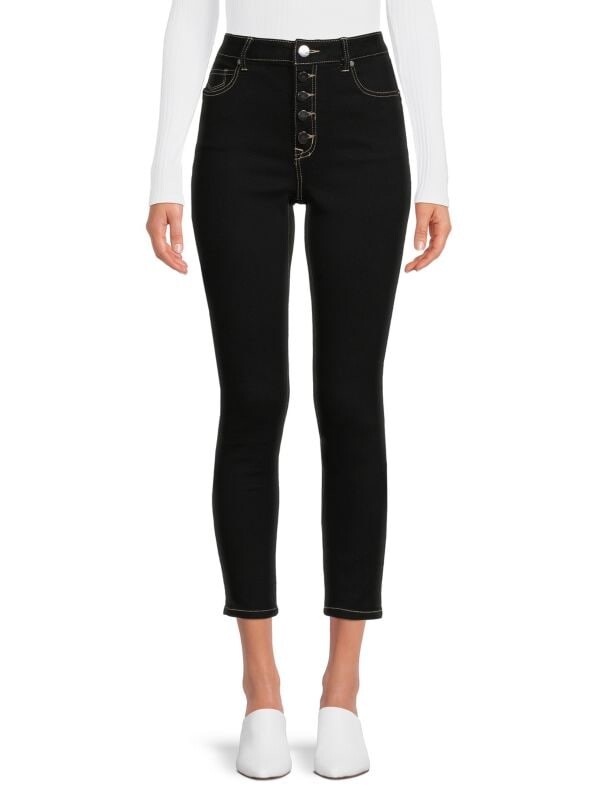 

Укороченные джинсы скинни с высокой посадкой 1822 Denim Black