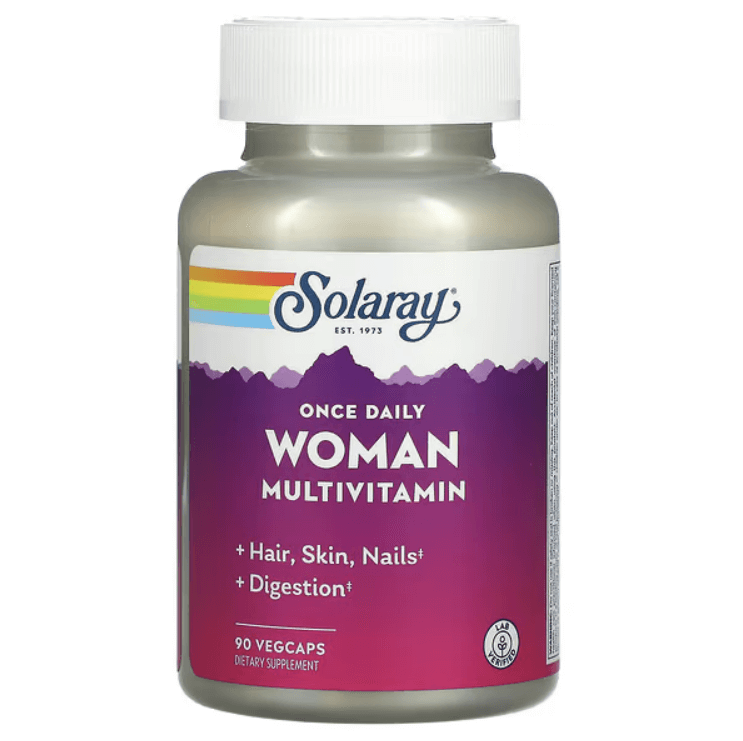 Мультивитамины для женщин Woman Multivitamin, Once Daily, 90 растительных капсул, Solaray - фото