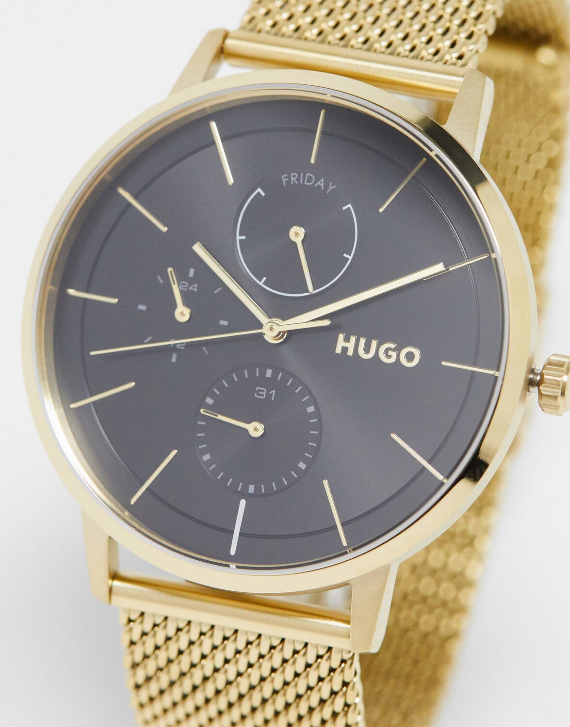 

Золотые часы с сетчатым ремешком Hugo Boss Exist