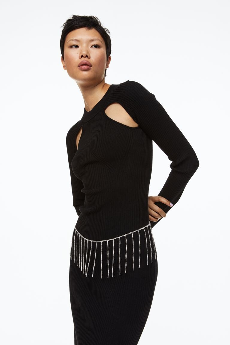 

Ремень-цепочка, украшенный стразами H&M, серебристый