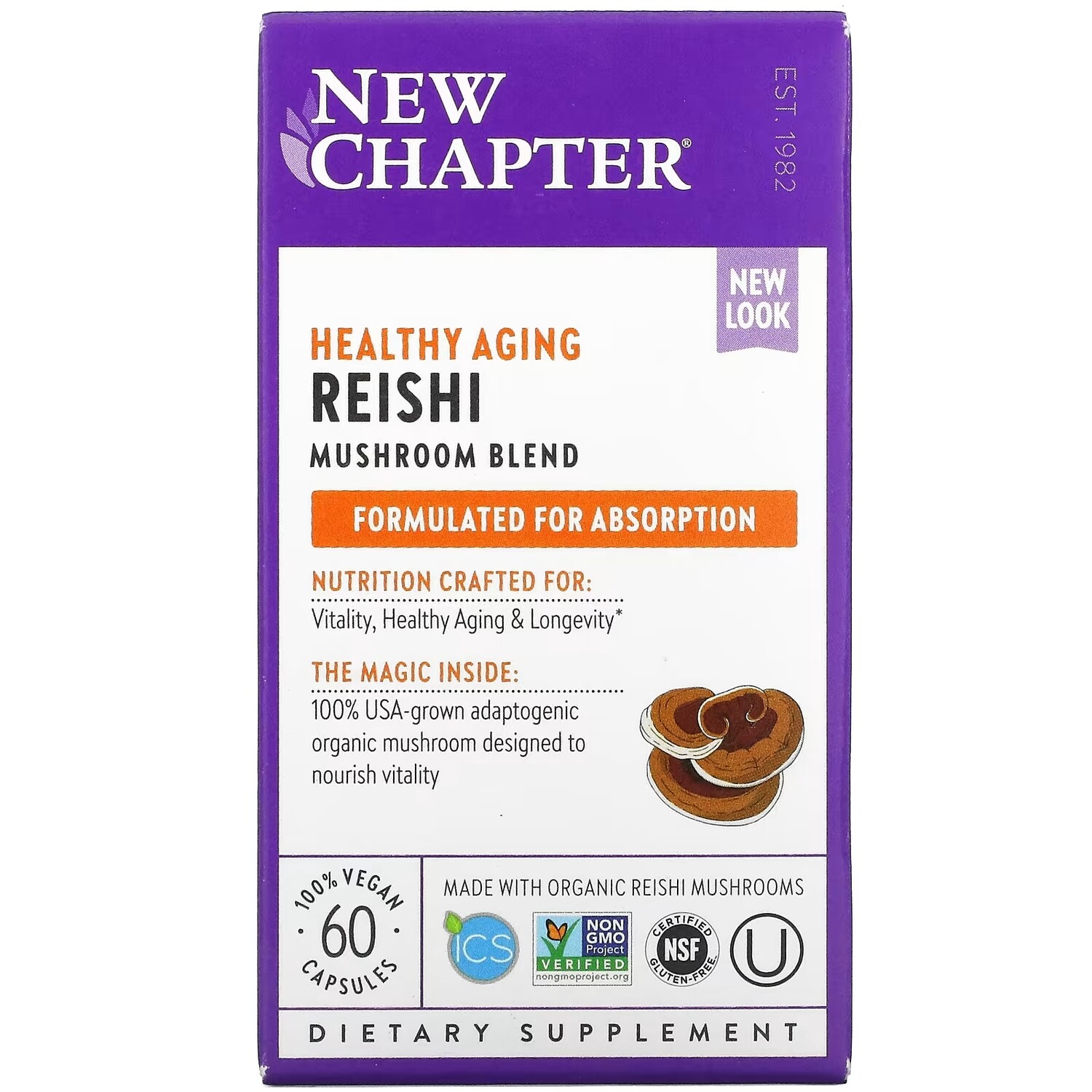 

Смесь Рейши New Chapter, 60 вегетарианских капсул