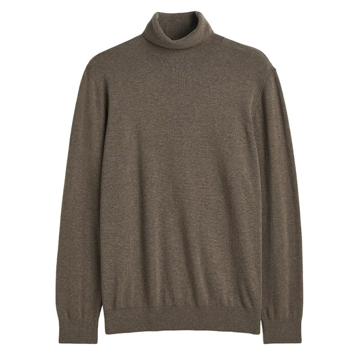 

Свитер H&M Slim Fit Fine-knit Turtleneck, коричневый меланж