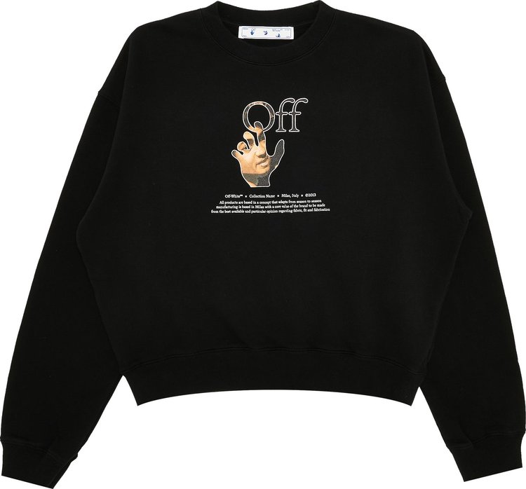 

Толстовка Off-White Caravaggio Hand Over Crewneck 'Black/Multicolor', черный