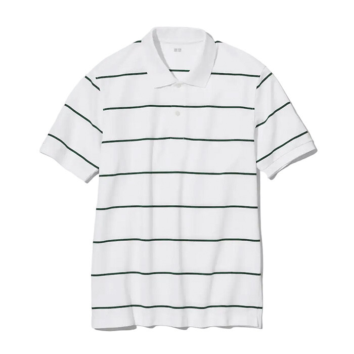 

Рубашка-поло Uniqlo Dry Pique Striped, белый/черный