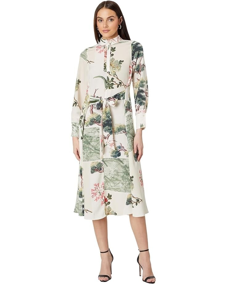 

Платье Ted Baker Ttayla Long Sleeve Belted Midi Shirt, слоновая кость