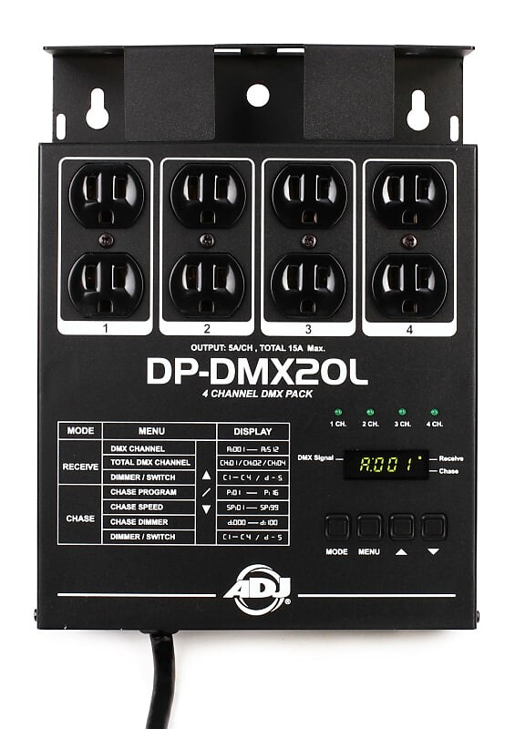 

ADJ DP-DMX20L 4-канальный DMX-диммер/переключатель (3 шт.) Комплект American DJ DP-DMX20L=3